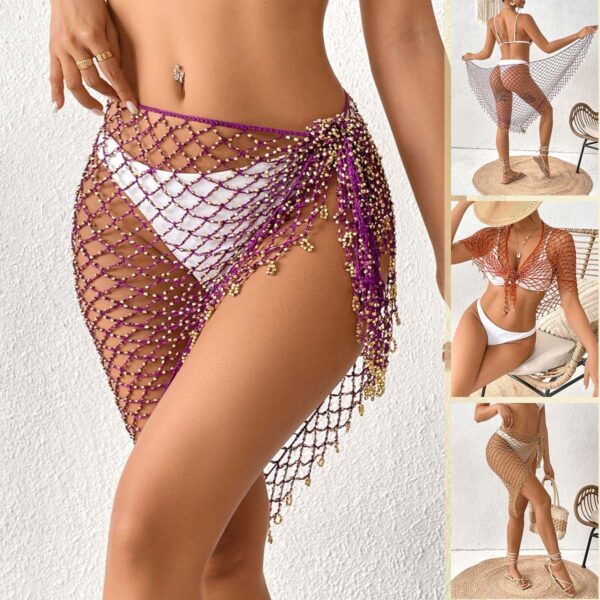 Hand Crocheting Bead Shawl Bikini Triangular Binder - Image 2