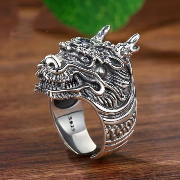 Retro Ring Zodiac Dragon King Open Domineering