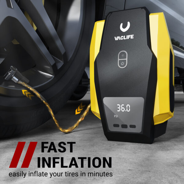 VacLife Air Compressor Tire Inflator, DC 12V Portable Air Compressor For Car Tires, Auto Tire Pump With LED Light, Digital Air Pump For Car Tires, Bicycles And Other Inflatables - Image 8